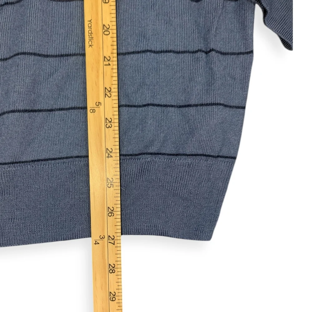 J.Crew Marina Wool Striped blue Base Layer lightweight sweater Men's Size Medium